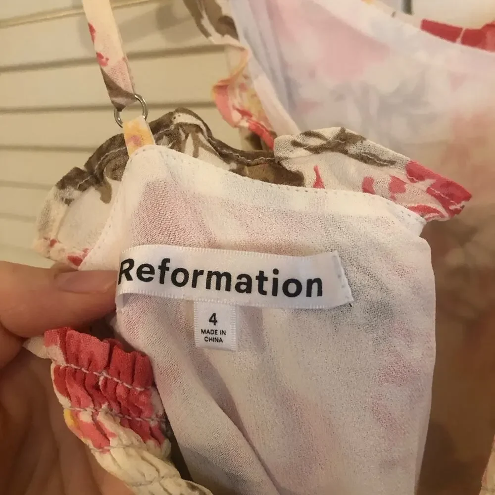 Reformation Cassandra Floral Dress in Farrah Size 4 - Picture 8 of 12